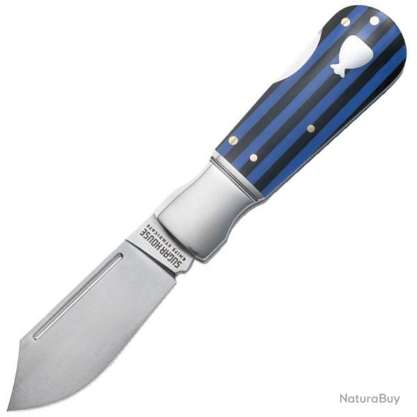 Couteau Sugar House Knife Syndicate Lame Acier 14C28N Manche R�sine et G10 Bleu et Noir SGHPB020