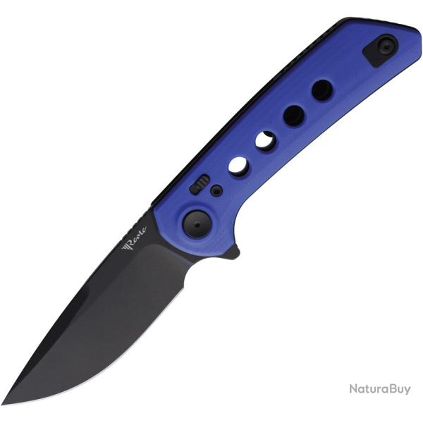 Couteau Pliant Reate Knives PL-XF Lame Acier Nitro-V Manche G10 Bleu Pivot Lock REAPLXF14