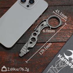 Multi-Outil Pied-de-Biche D&eacute;capsuleur Tournevis Cl&eacute;s Hexa Kansept PryMate Titane Gris G008A7