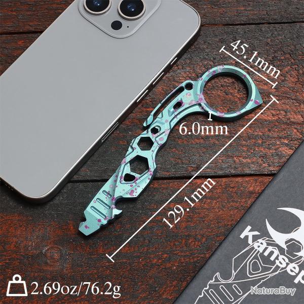 Multi-Outil Pied-de-Biche D�capsuleur Tournevis Cl�s Hexa Kansept PryMate Titane Vert G008A9