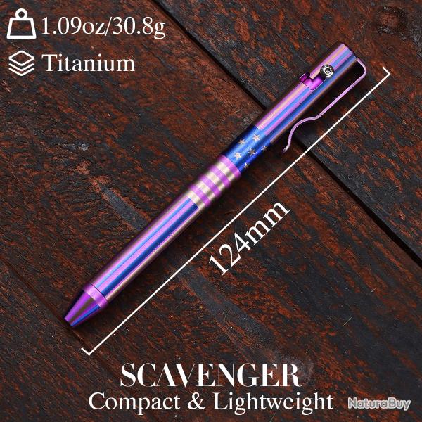Stylo � Bille Bolt Action Kansept Scavenger Titane Drapeau Am�ricain G013H1