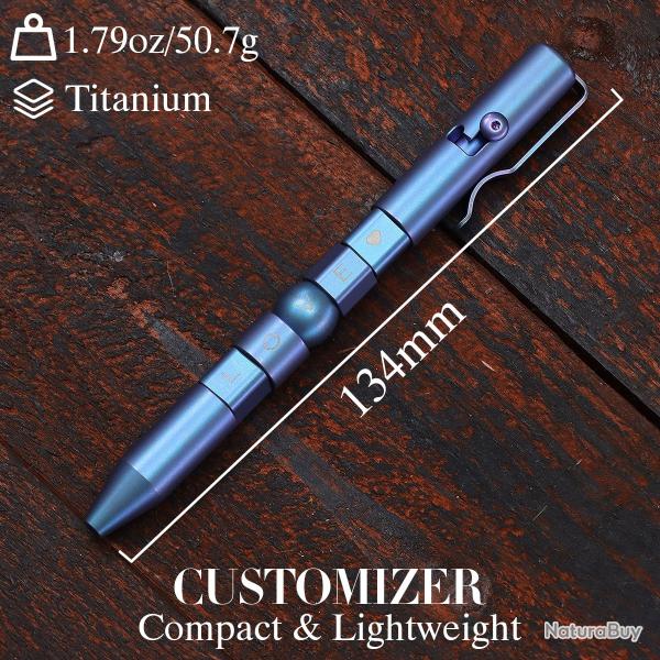 Stylo � Bille Bolt Action Personnalisable Kansept Customizer Titane Bleu LOVE G013P3