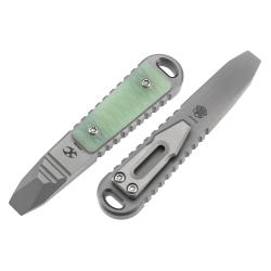 Mini Pied-de-Biche de Poche &agrave; Clip Kansept Kursor Titane et G10 Jade G015A2