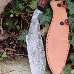 Couteau Kukri Gurkha N&eacute;pal KUKKRI Bushcraft Machette Lame Acier Carbone 1055 Etui Cuir manche Bois