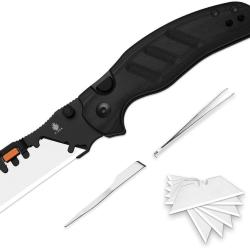 Couteau Utilitaire Kizer C01C Uti 2 Lame Rempla&ccedil;able 5Cr15MoV Manche G10 Noir KIV348829JNA3