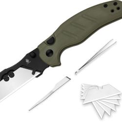 Couteau Utilitaire Kizer C01C Uti 1 Lame Rempla&ccedil;able 5Cr15MoV Manche G10 Vert KIV348829JSA2