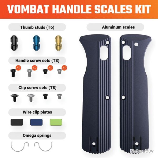 Plaquettes de Manche Aluminium Ardoise pour Couteau Vosteed Vombat Kit Visserie VOSX0136