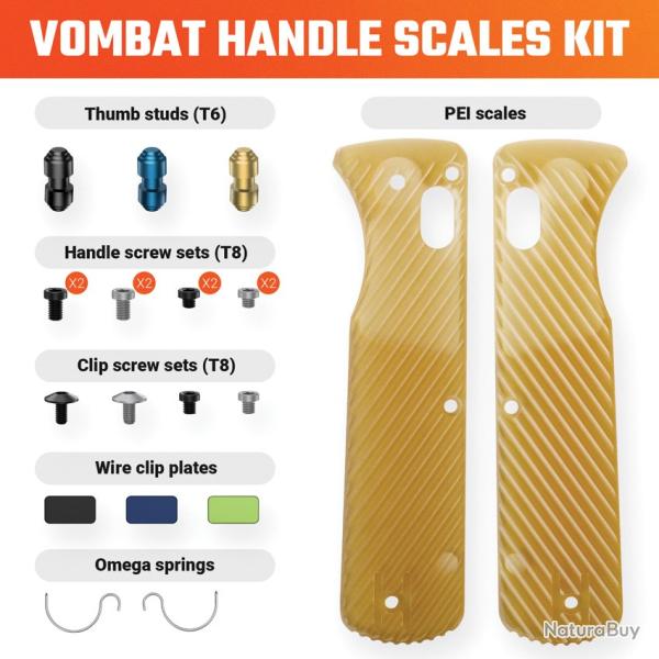 Plaquettes de Manche PEI pour Couteau Vosteed Vombat Kit Visserie VOSX0138