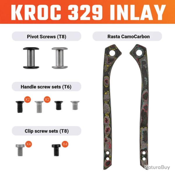Inserts de Manche Carbone Camo Rasta pour Couteau Vosteed Kroc 329 Kit Visserie VOSW0203