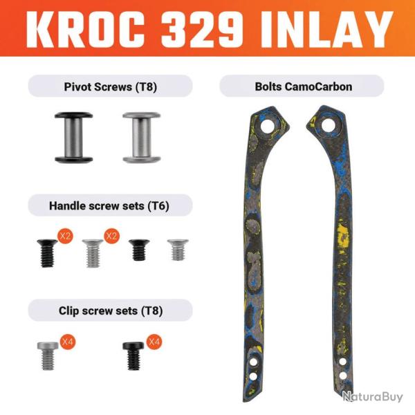 Inserts de Manche Carbone Camo Bolts pour Couteau Vosteed Kroc 329 Kit Visserie VOSW0204