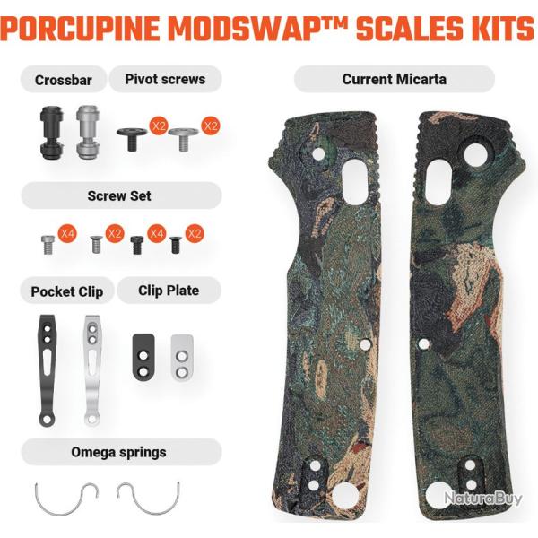 Plaquettes de Manche Micarta Vert pour Couteau Vosteed Porcupine ModSwap Kit Visserie VOSW0304
