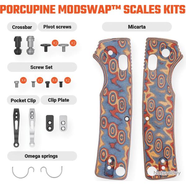 Plaquettes de Manche Micarta Cuivre pour Couteau Vosteed Porcupine ModSwap Kit Visserie VOSW0305