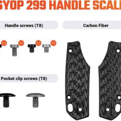 Plaquettes de Manche Carbone Noir pour Couteau Vosteed Psyop 299 Kit Visserie VOSW0402