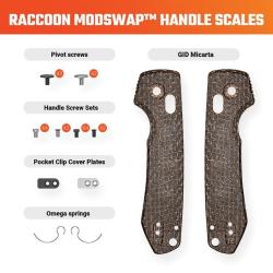 Plaquettes de Manche Micarta GID Marron pour Couteau Vosteed Raccoon 2.0 Kit Visserie VOSW0501