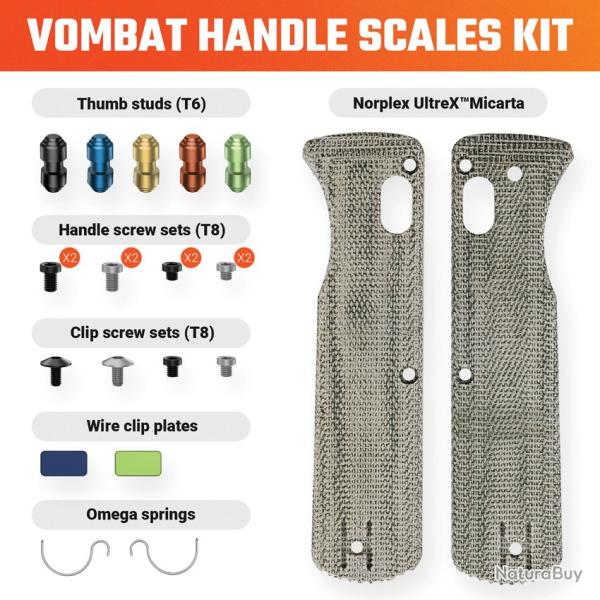 Plaquettes de Manche Micarta pour Couteau Vosteed Vombat Kit Visserie VOSW0103