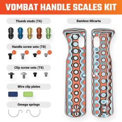 Plaquettes de Manche Micarta Bambou Corail pour Couteau Vosteed Vombat Kit Visserie VOSW0108
