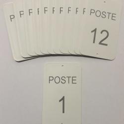 Num&eacute;ro de poste ou battue 1 &agrave; 12 blanc