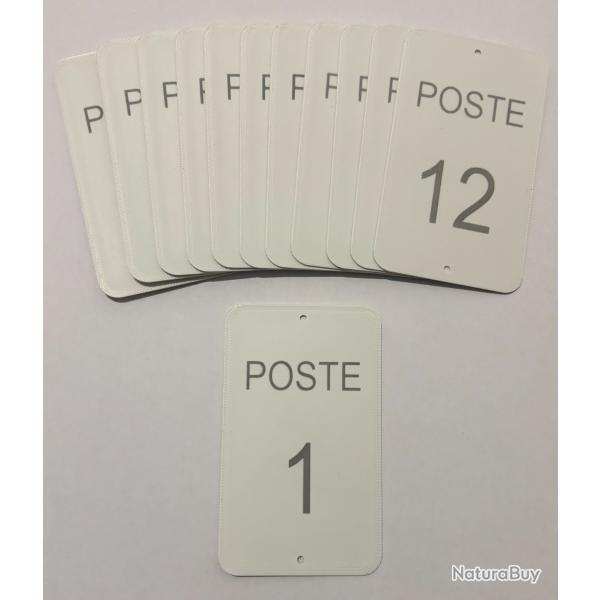 Num�ro de poste ou battue 1 � 12 blanc