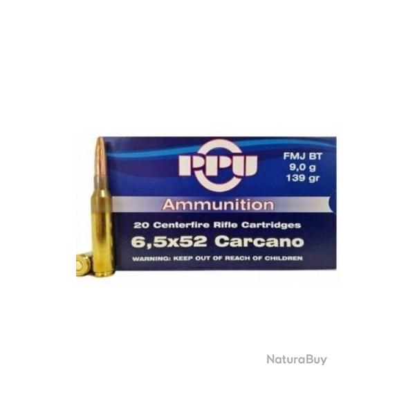 Cartouches Partizan PPU calibre 6.5x52 Carcano SP-BT 139gr 9g