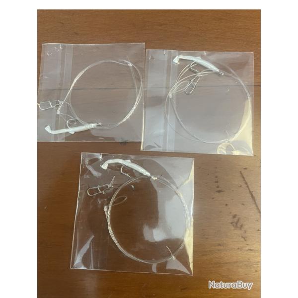 Lot de 3 montages mer - Raglou blanc 2.5 cm + agrafe - pr�ts � p�cher