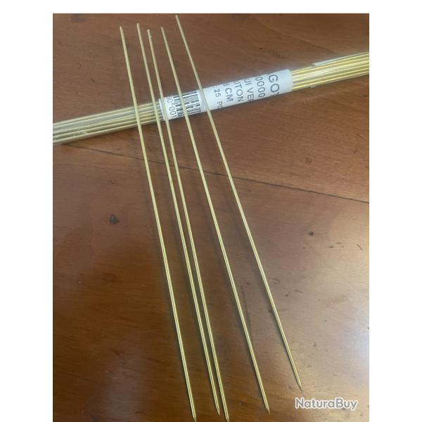 Lot de 5 aiguilles � vers Ragot - Laiton creuses - 18 cm - Neuf