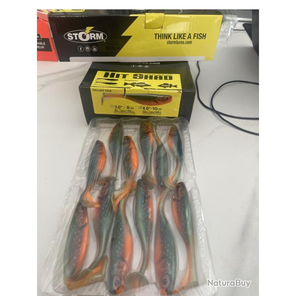 Storm Hit-Shad 4.0" Holland Char - Lot 12 leurres - Neufs & emball�s