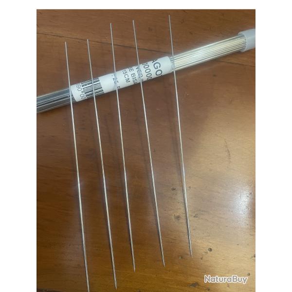 Lot de 5 aiguilles � vers Ragot inox creuses biseaut�es 15 cm - Neuf