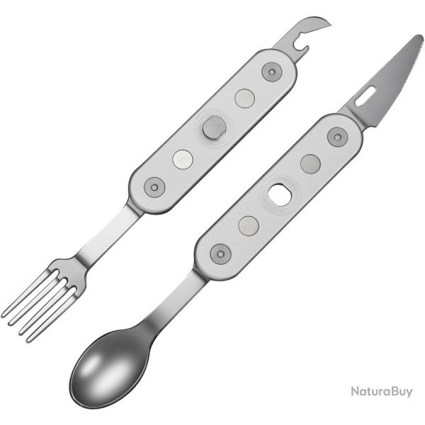Set Couverts Camping Couteau Fourchette Cuill�re Ouvre-Bo�te Civivi Partake Argent CIVC24032C3