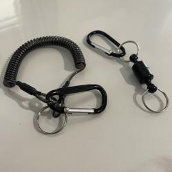 Kit p&ecirc;che anti-perte - cordon r&eacute;tractable 150 cm + aimant  + mousquetons