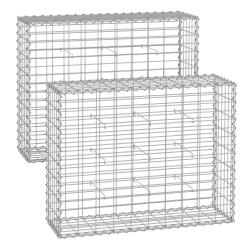 Gabion &agrave; pierres cage m&eacute;tallique maille fine 5 x 10 cm acier galvanis&eacute; antirouille 100 x 90 x 30 cm