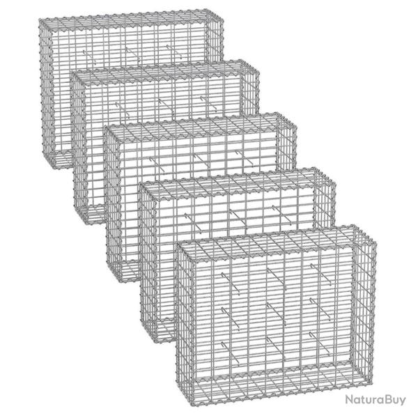 Lot de 5 gabions pour pierre cage en m�tal panier � pierre maille 5 x 10 cm galvanis� mur paterre d