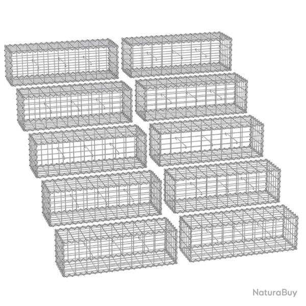 Lot de 10 gabions pour pierre cage en m�tal panier � pierre maille 5 x 10 cm galvanis� mur paterre