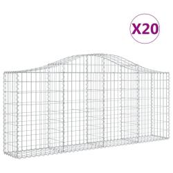 Paniers &agrave; gabions cl&ocirc;ture cage mur de sout&egrave;nement arqu&eacute;s 20 pcs 200 x 30 x 80/100 cm fer galvanis&eacute;