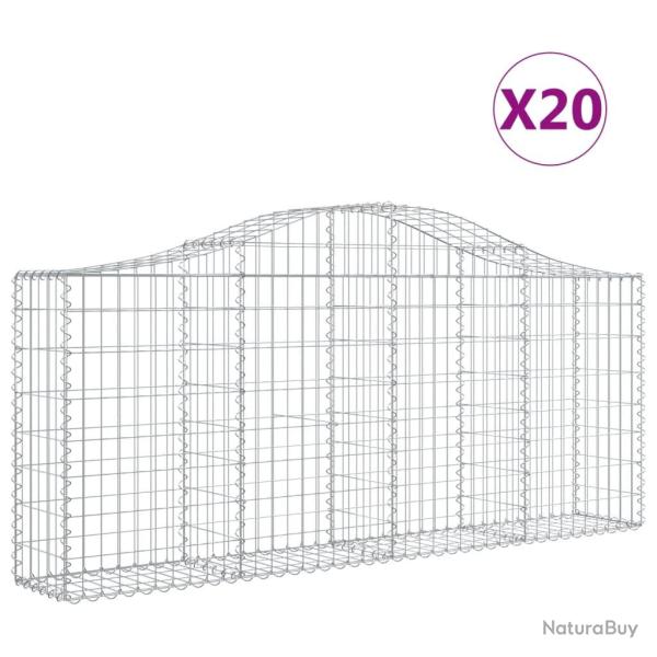 Paniers � gabions cl�ture cage mur de sout�nement arqu�s 20 pcs 200 x 30 x 80/100 cm fer galvanis�