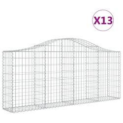 Paniers &agrave; gabions cl&ocirc;ture cage mur de sout&egrave;nement arqu&eacute;s 13 pcs 200 x 30 x 80/100 cm fer galvanis&eacute;