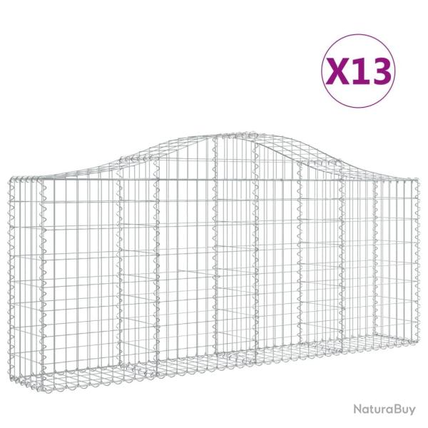 Paniers � gabions cl�ture cage mur de sout�nement arqu�s 13 pcs 200 x 30 x 80/100 cm fer galvanis�
