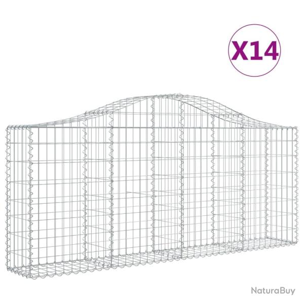 Paniers � gabions cl�ture cage mur de sout�nement arqu�s 1lot de 4 200 x 30 x 80/100 cm fer galvani