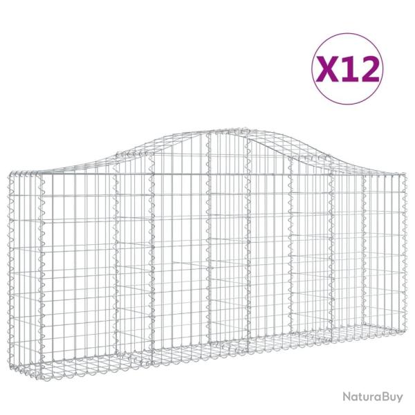 Paniers � gabions cl�ture cage mur de sout�nement arqu�s 1lot de 2 200 x 30 x 80/100 cm fer galvani