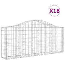 Paniers &agrave; gabions cl&ocirc;ture cage mur de sout&egrave;nement arqu&eacute;s 18 pcs 200 x 30 x 80/100 cm fer galvanis&eacute;