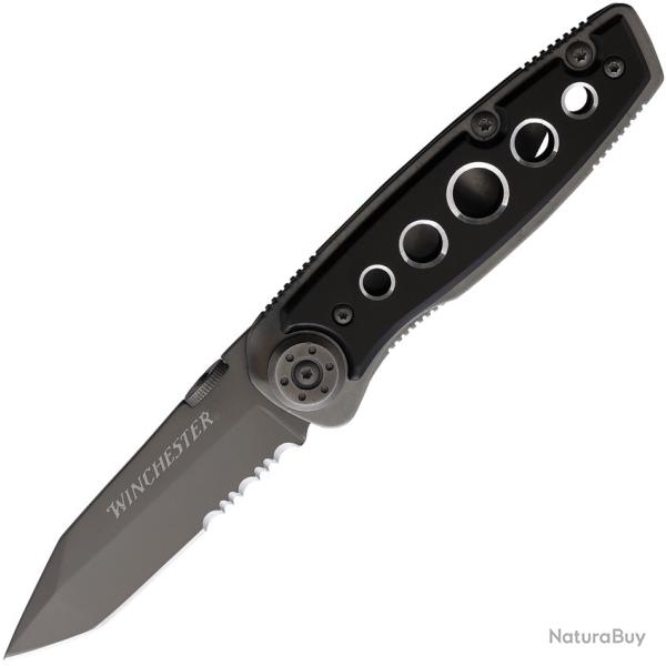 Couteau Pliant Winchester Parfive Lame Inox Tanto Manche Bois Noir Linerlock G41793