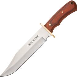 Couteau Fixe Winchester Bowie Lame Inox Manche Bois Marron &Eacute;tui Nylon WN6220001W