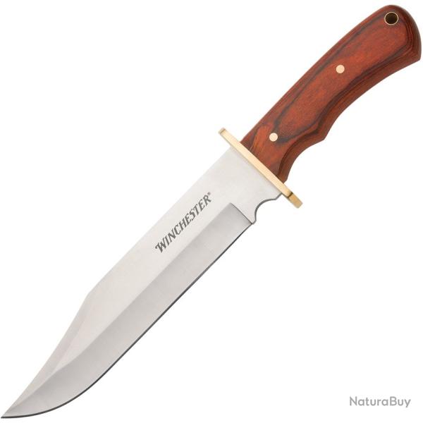 Couteau Fixe Winchester Bowie Lame Inox Manche Bois Marron �tui Nylon WN6220001W