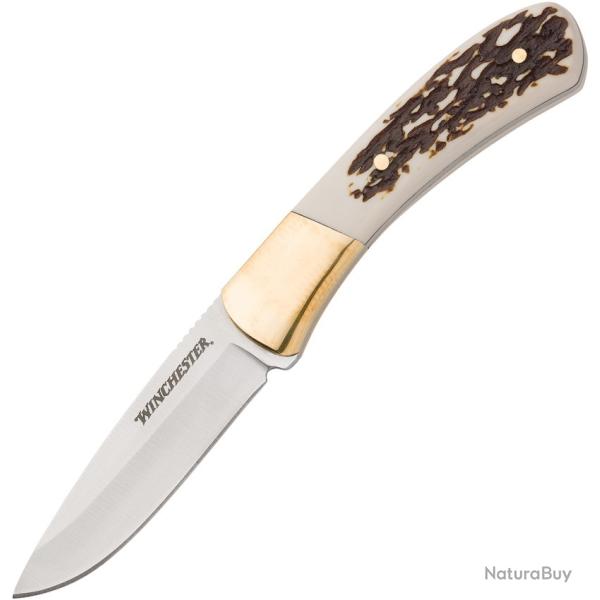 Couteau Fixe Winchester Lame Inox Manche Imitation Cerf �tui Nylon WN6220070W