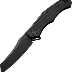 Couteau Pliant We Knife RekkeR Lame Acier CPM-20CV Manche Titane Noir Framelock &Eacute;tui Nylon WE22010G1