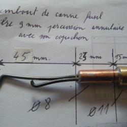 embout de canne fusil cal. 9 mm percussion annulaire avec son capuchon en caoutchouc