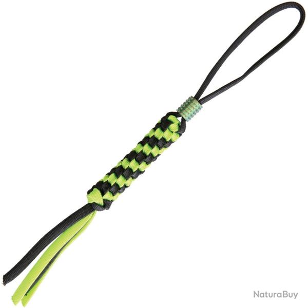 Dragonne Paracorde Tress�e Noire et Verte Perle Titane pour Couteau WE Knife WEA01A