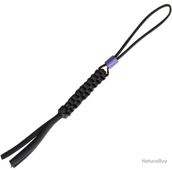 Dragonne Paracorde Tress�e Noire Perle Titane pour Couteau WE Knife WEA01B