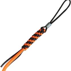 Dragonne Paracorde Tress&eacute;e Noire et Orange Perle Titane pour Couteau WE Knife WEA01C