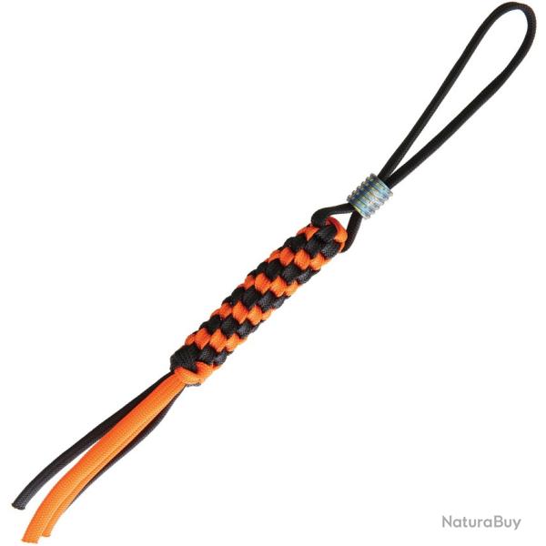 Dragonne Paracorde Tress�e Noire et Orange Perle Titane pour Couteau WE Knife WEA01C