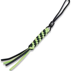 Dragonne Paracorde Tress&eacute;e Verte et Noire Perle Titane pour Couteau WE Knife WEA01D